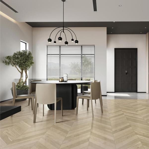 Matte Texture Solid Wood Fish Bone Pattern 60x1200 Tile for Classic Restaurant Floor