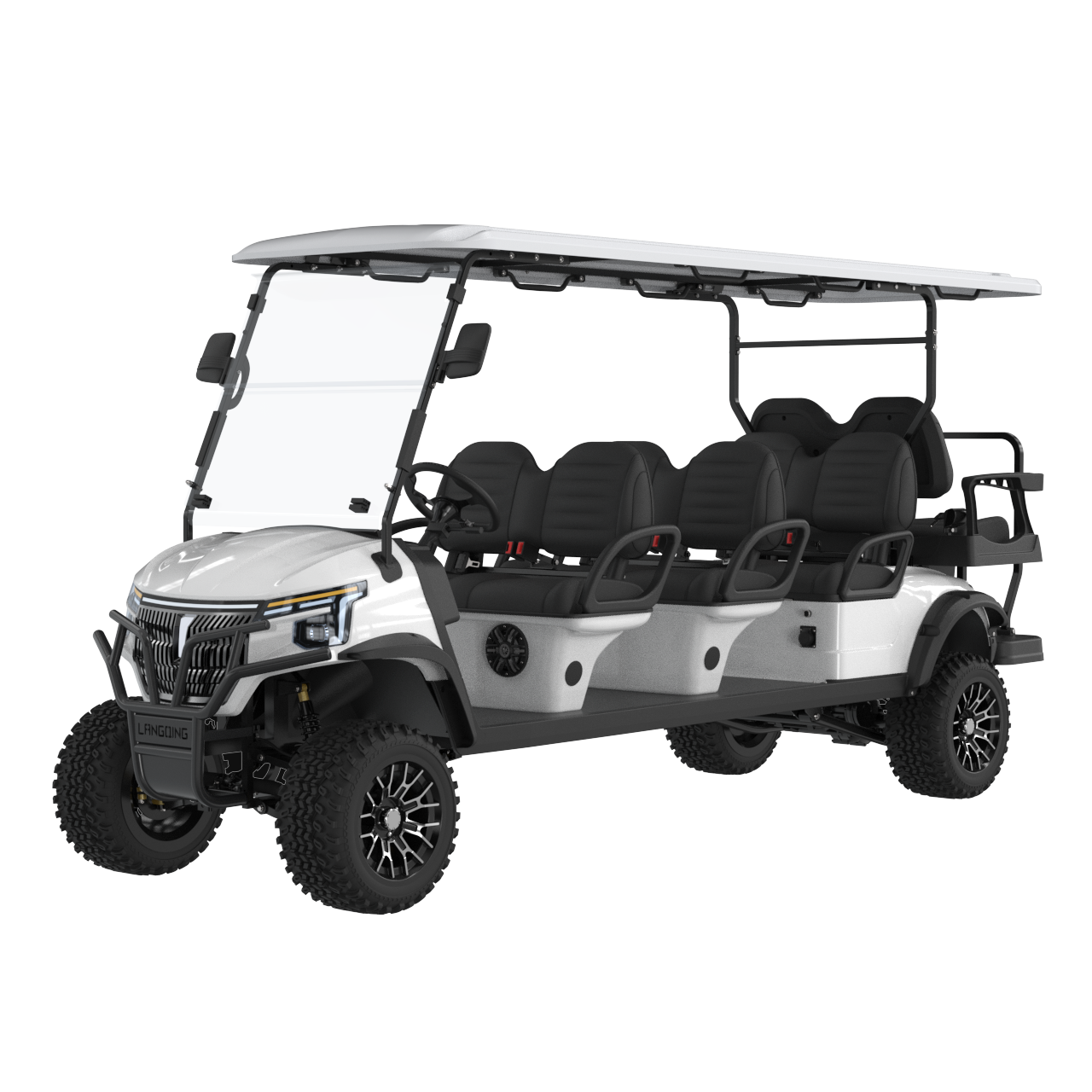 Fine Workmanship 8-Passenger 6 Front-facing and 2 Rear-facing Golf Car with Acrylic Windshield
