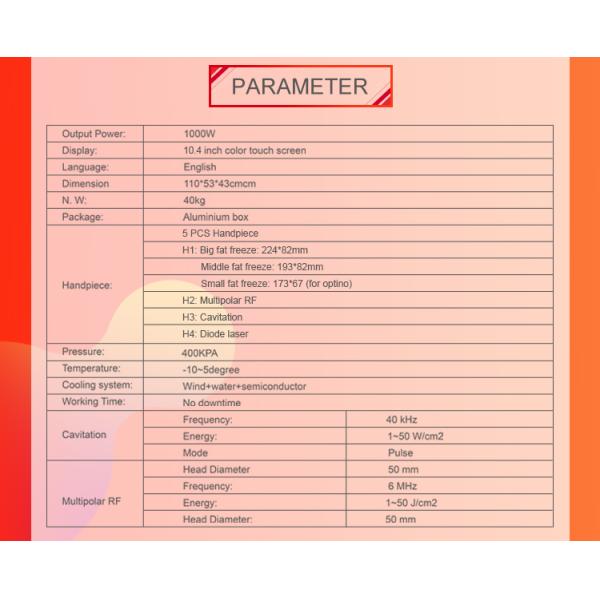Multifunctional RF Cavitation Cryolipolysis Machine 5 Treatment Models