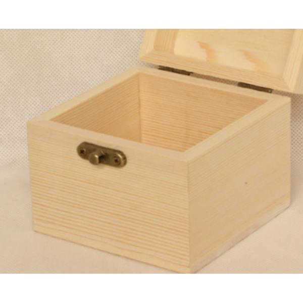 Small Hinged Custom Wooden Gift Boxes Solid Timber Jewellery Box , Gift Packing Unfinished Pine Storage Box