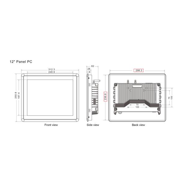 24W 12-36V Vehicle Touch Panel Computer Phoenix Terminal