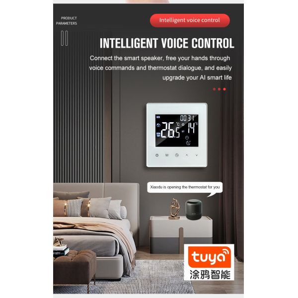 Smart WiFi Underfloor Heating Thermostat Controller with Voice Control, APP, LED Display for Home and Commercial Use