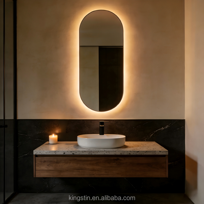 Led Mirror Bathroom Touch Switch Oval Backlit Waterproof Bathroom Mirror Illuminated Salon Led Bathroom Mirror with Led Light