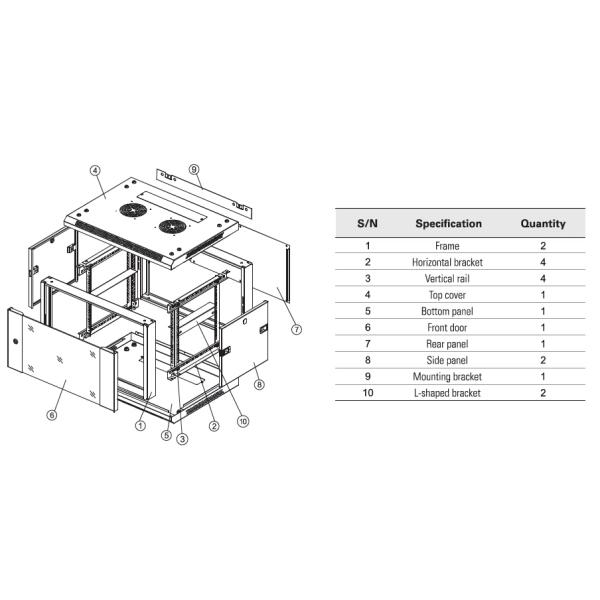 Industrial Server Cabinet , Wall Mounted Data Cabinet Mounting Profile 1.5mm