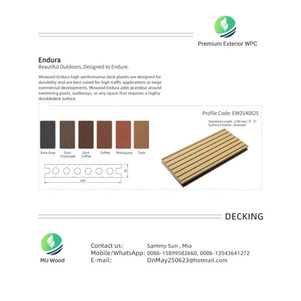 Engineered WPC Floor Tile Outdoor Composite WPC Decking Manufacturer