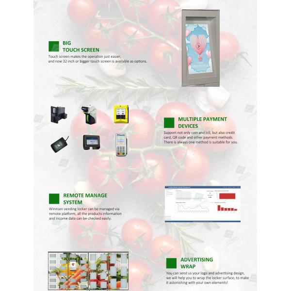 Customization Stainless Steel Vending Locker With Remote Management Touch Screen For Ads