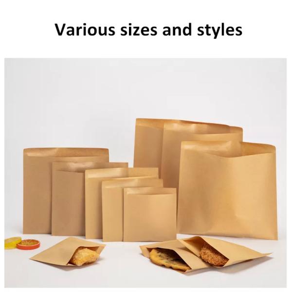 100 Pack Biodegradable Flat Kraft Paper Bags Envelopes For Cookie Popcorn Sandwichs