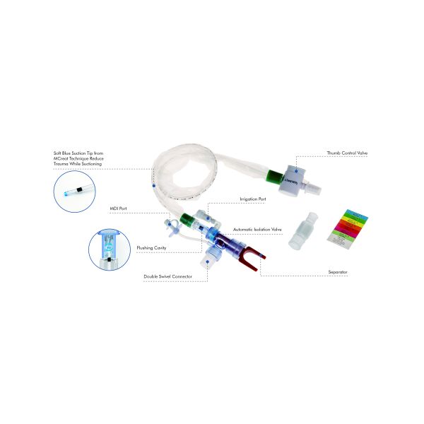 PVC Closed Suction System Tracheotomy Tube Auto-Flushing 72H