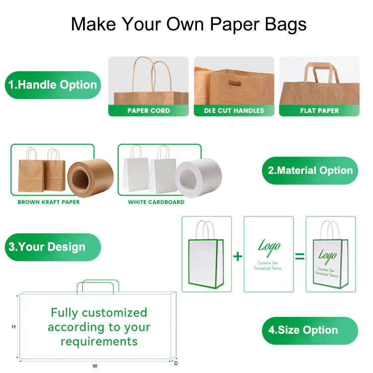 Takeaway White Brown Manufacturer Colored Multifunction Packaging Twisted Flat Handle Bag Kraft Paper Bag