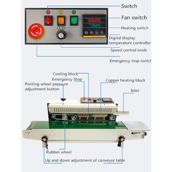 Vertical Solid-Inker Printer Film Sealer/Plastic Bag Sealing Machine 25 KG Capacity