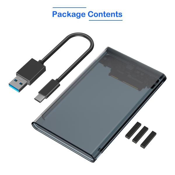 2.5 Inch Transparent SATA HDD Case USB 3.0 External Enclosure