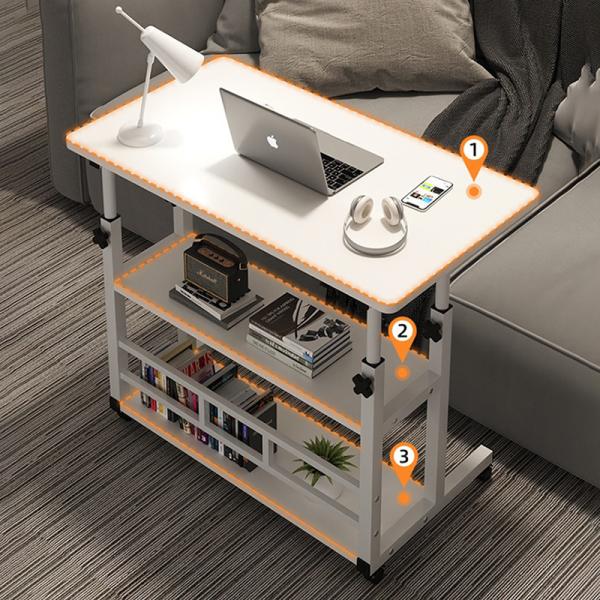 DNZ-16 Sofa Side Bed Student Study Table Adjustable Computer Desk Wood with Mobile Wheels Working Station