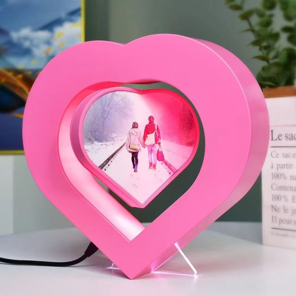 Heart Shaped Sublimation Magnetic Levitating Picture Frame Double Sided Creative Birthday Gift Home Decor Wedding Family Photo Frame
