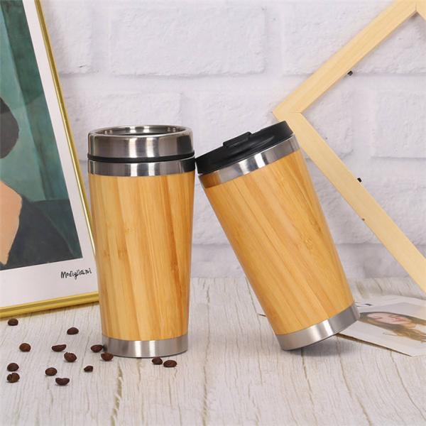 Travel Bpa Free 450ml Bamboo Coffee Cup With Slide Lock Lid