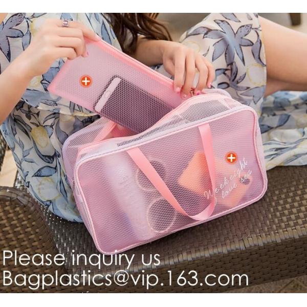 Compact Multi-purpose Handbag-style Transparent Glitter Cosmetic Pouch with Zipper Pocket on the Back, bagease, bagplast