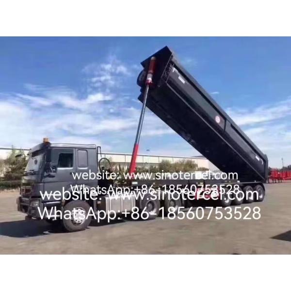 3 Axles Dumping Tipper Semi Trailer efficient loading and unloading U type Military green, specially customized Front Lifting Hydraulic Large-capacity