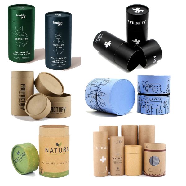 Customized cardboard boxes, round paper tube boxes for tea and candy packaging, gift boxes.