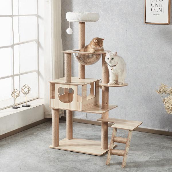 Density Board Cat Tree With Hammock Outdoor Cat Scratching Tower