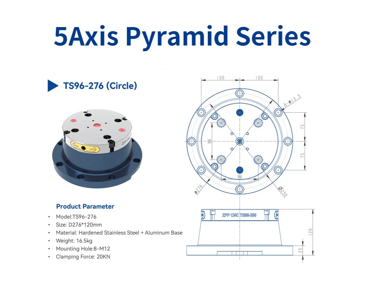 Adjustable Round Zero-Point Vise Riser for Precision Work