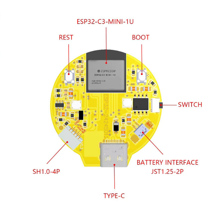 1.28 Inch ESP32-C3 Circular Display 240*240 IPS LCD Touch Screen TFT Module WIFI Development Board