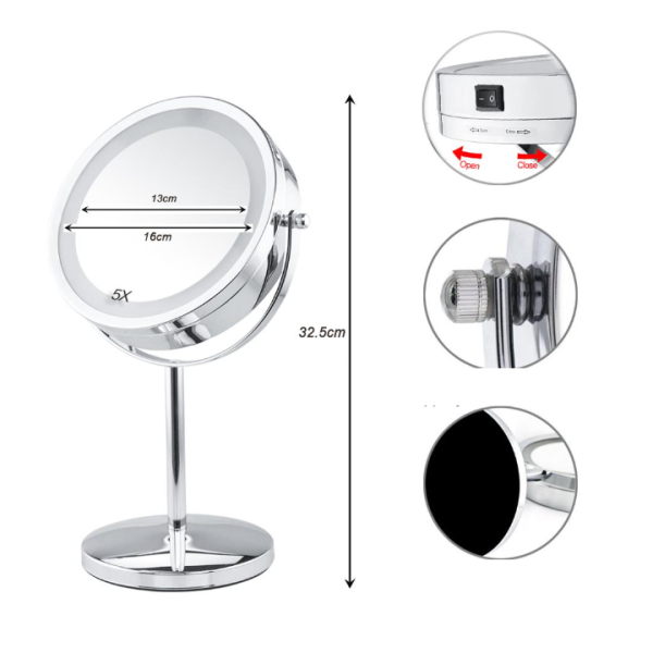 Adjustable Magnification Vanity Mirror Magnifying LED Lighted Makeup Mirror with Suction Cup,bathroom Flexible Gooseneck 10X