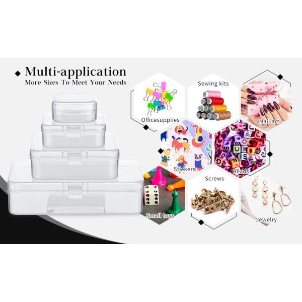 Mini Clear Plastic Beads Storage Box Small Empty Organizer Box with Hinged Lid for Storage of Small Items, Jewelry