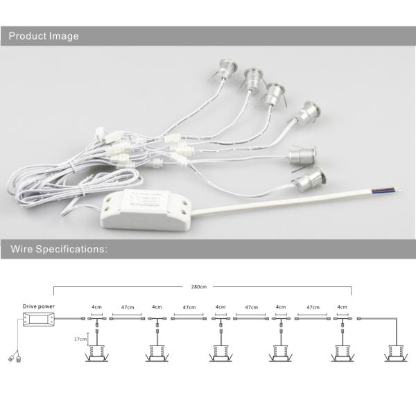 Mini 1W LED Downlight 6pcs+LED Drive Kit Dimmable Recessed LED spotlight