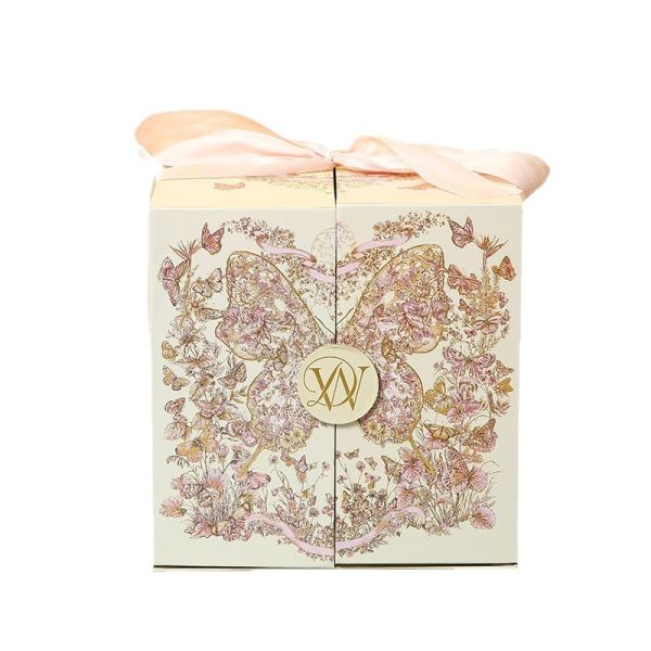 Multi Layer Gift Box with Ribbon Premium Folding Box Collection Elegant Lavender Floral Pattern Laminated Surface Customizable Compartments for High