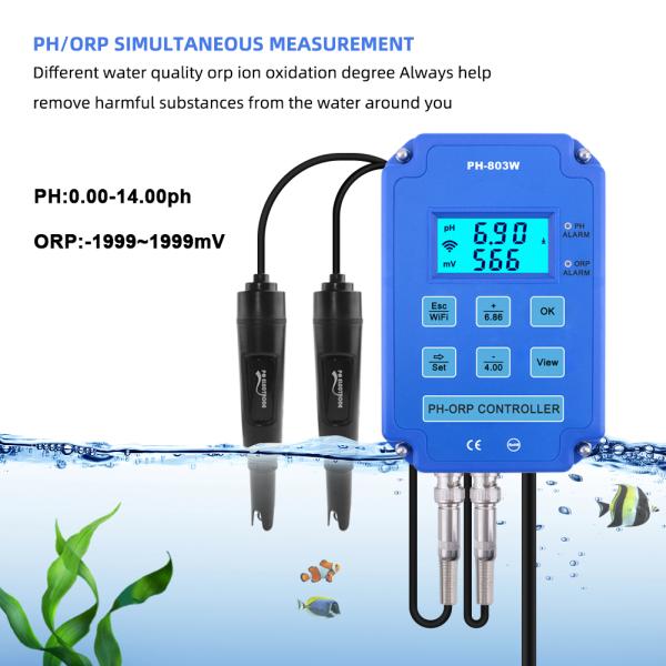 Wifi Output PH ORP Redox Controller with Replaceable Probe for Dual Measurement in Aquarium and Hydroponics