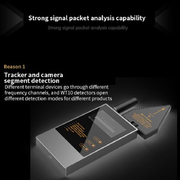 Wireless Audio Bug GPS Camera Detector Finder with Battery-Powered Anti RF Detection