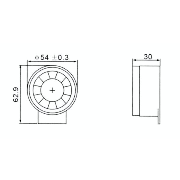 Wall Mounted Mini Piezo Siren 12v Φ54*30mm Low Current Drain With Bracket