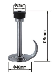 SS304 Wall Installation Back Door Stopper Floor Mounted With Hook