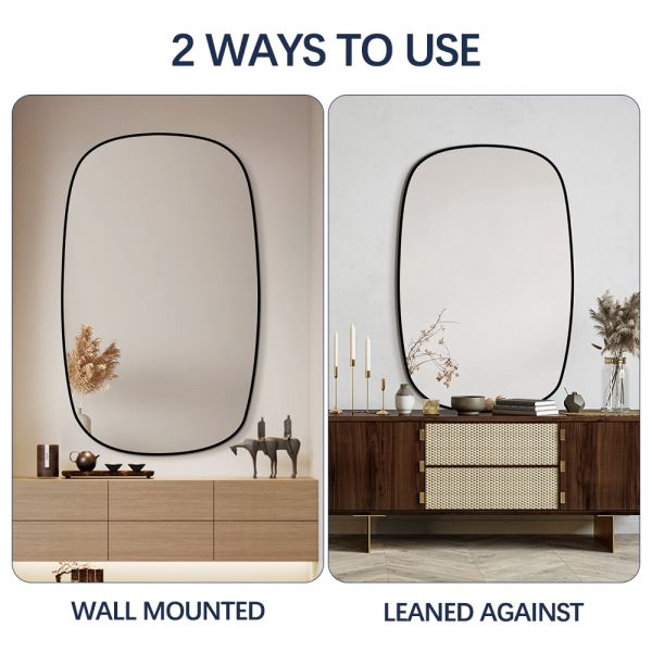 HD Silver Framed Bathroom Mirror , Wall Mounted Irregular Bathroom Mirror With Aluminium Frame
