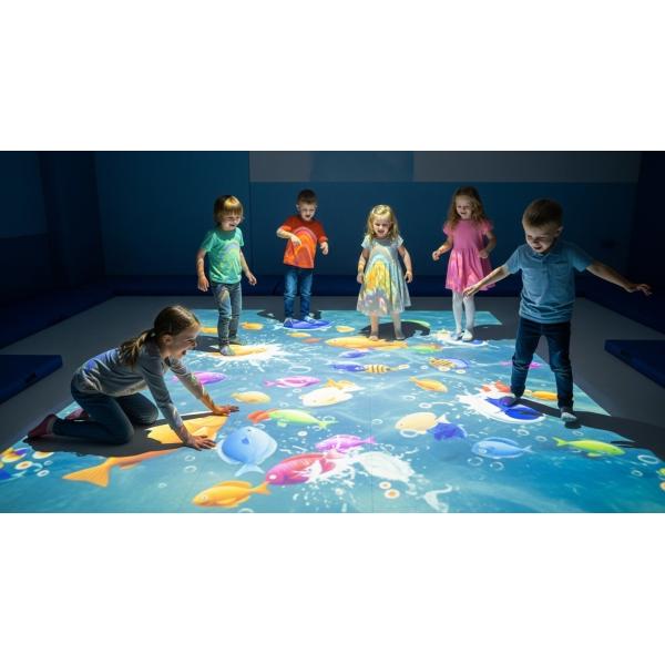 Interactive Floor Projection Game: Step on Fish Fun