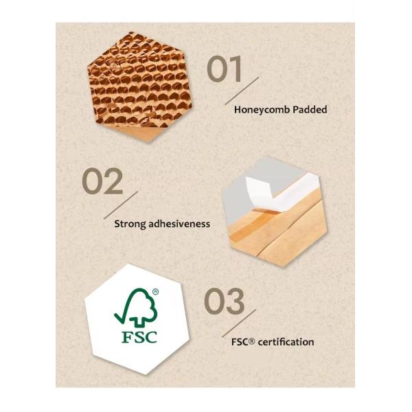 Compostable Honeycomb Padded Kraft Paper Express Envelope Biodegradable Shockproof Mailers Shipping Mailing Bags