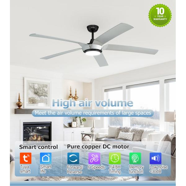 Smart Control LED Ceiling Fan with Reversible Motor and DC LED Lighting CE Certified