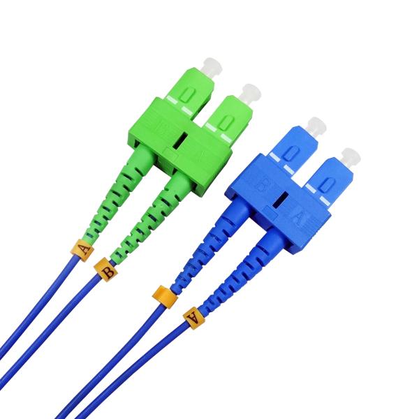 ISO 9001 0.3dB IL Fiber Optic Patch Cord SC UPC To SC APC Single Mode Duplex