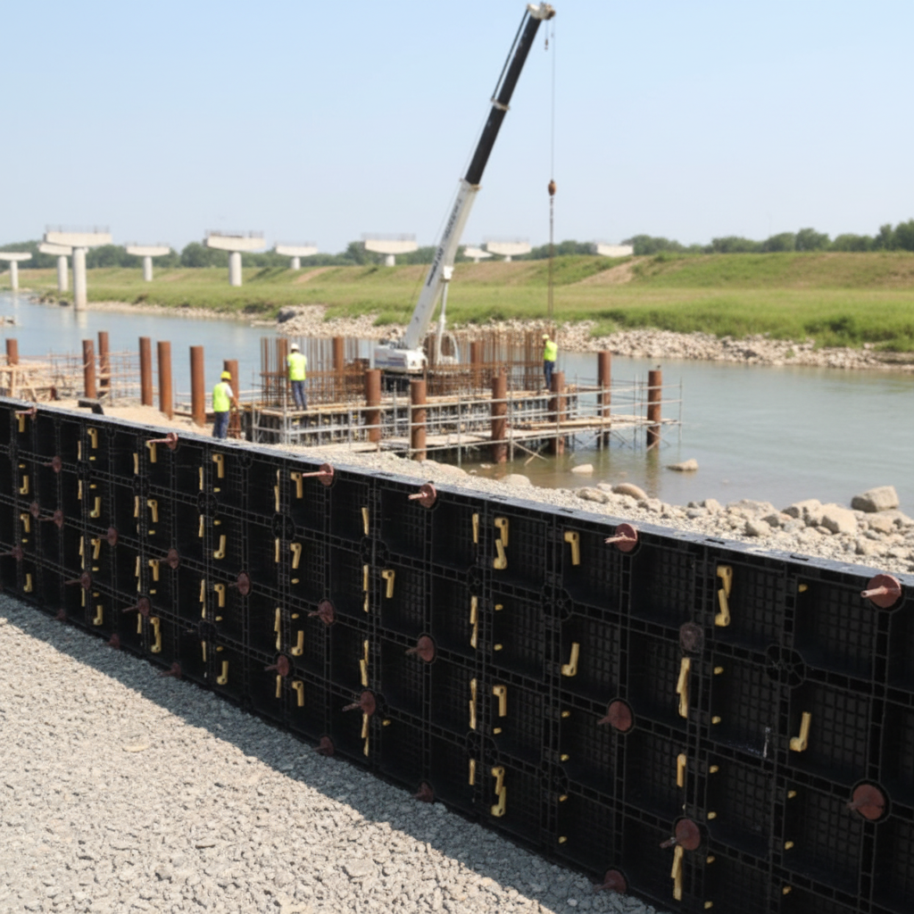 ABS Plastic Formwork System in use for concrete construction