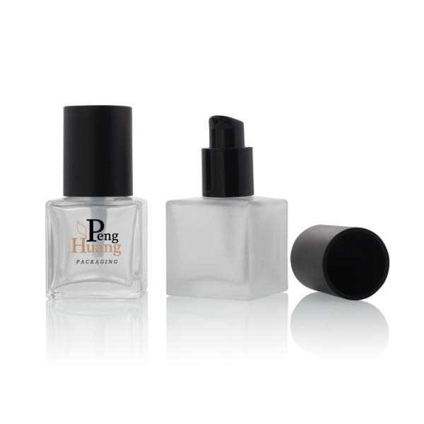 Custom Empty Foundation Bottle 30ml For Makeup Packaging With Black Cap And Pump