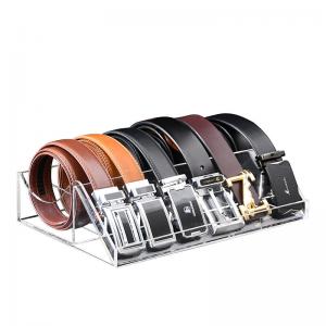 China 6 Compartments Acrylic Belt Display Stand Dismountable 3mm Thickness 22x15x57cm on sale