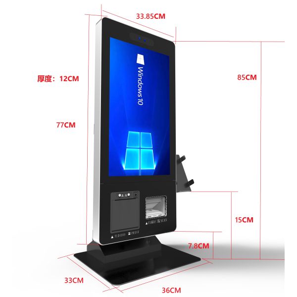 Restaurant Desktop Android/Wind10 System Multi Touch Screen Kiosk Self Ordering Payment LCD Kiosk with Credit Card Terminal