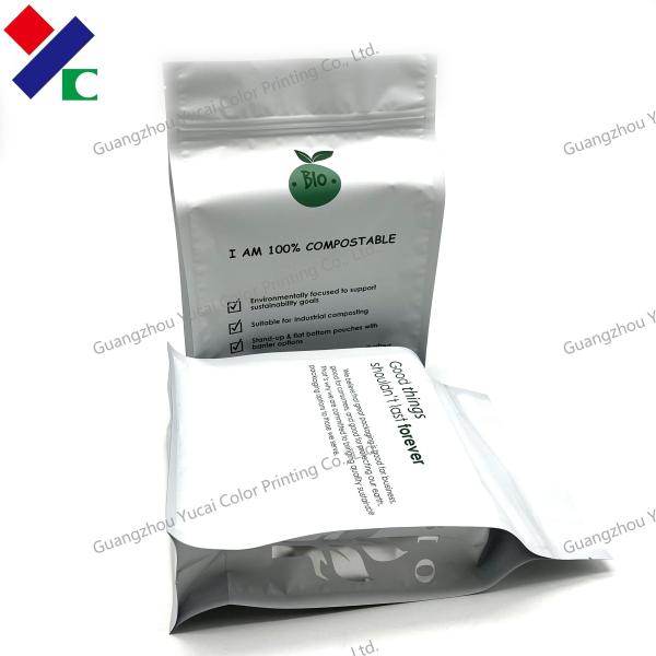 Biodegradable Empty Tea Matt Food Packaging Pouch Zip Lock Bag