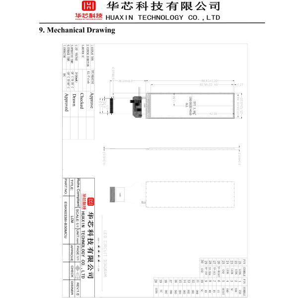 3.4 Inch Bar Type TFT Lcd Module , 180X640 Resolution, 16pins MCU Interface