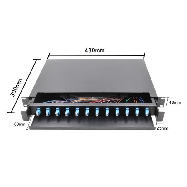 12Port 24 Core LC Duplex Patch Panel Cabinet 1U Fiber Optic Patch Panel