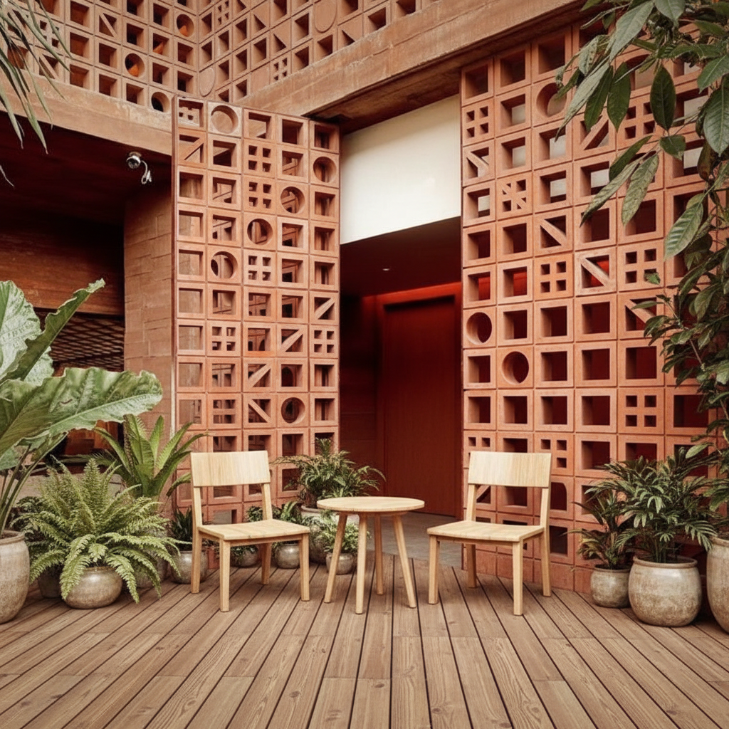 Terracotta Breeze Block Panels Architectural Wall Design Decorative Perforated Bricks