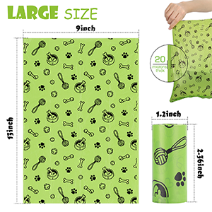 Dog Poop Bag Cornstarch Compostables, Unscented Environment Friendly Compostable Dog Pet Poop Bags, Star Seal Leak Proof