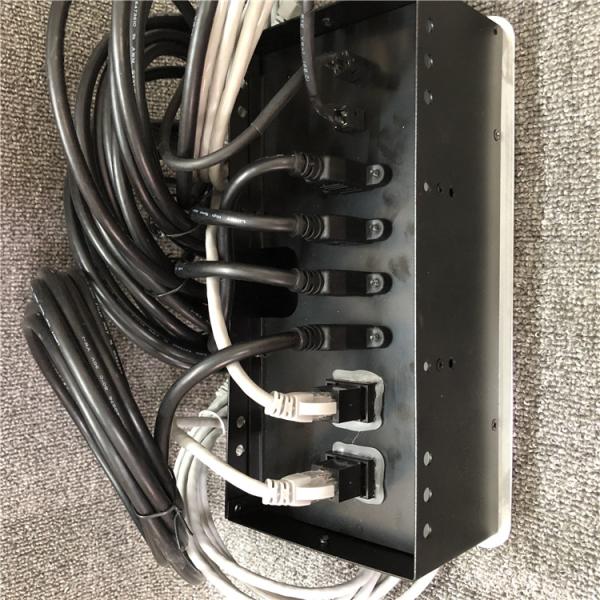 Integrated 4*HDMI Desktop Cable Cubby Box CAT6 Network Interface 2*3.5mm Audio