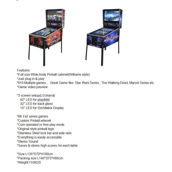 Arcade Bingo Virtual Pinball Game Machine With 32 LED Display