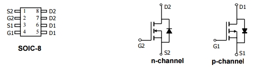 AO4620 Power Mosfet Transistor Complementary Enhancement Mode Field Effect Transistor