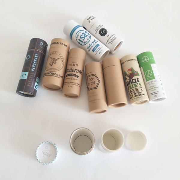Biodegradable Cylinder Box Packaging Deodorant / Lipstick / Lip Balm Container